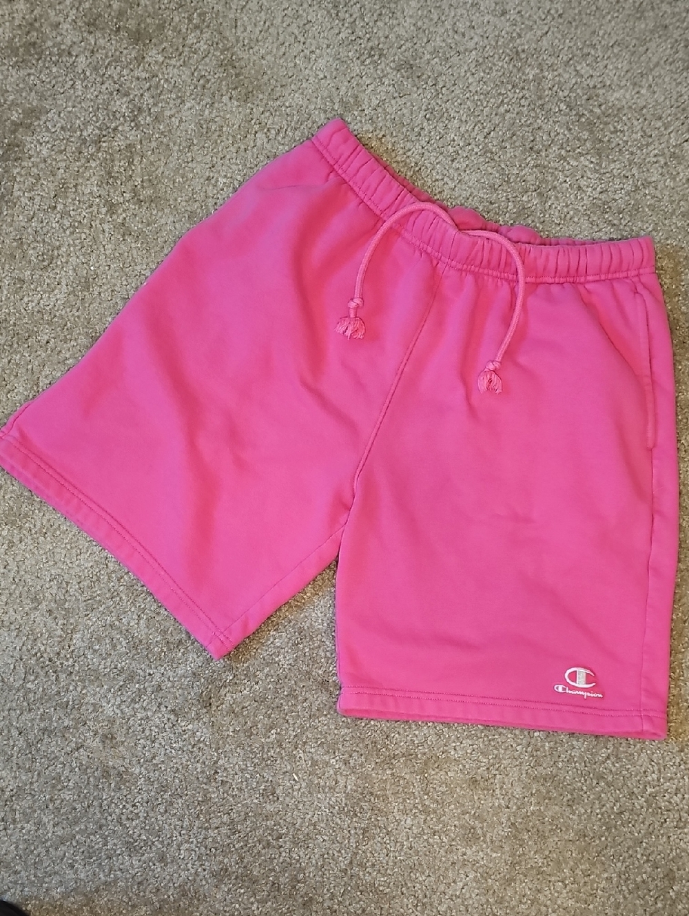 Champion Classic Fleece Hot Pink Drawstring Athletic Shorts Thicker Material P28